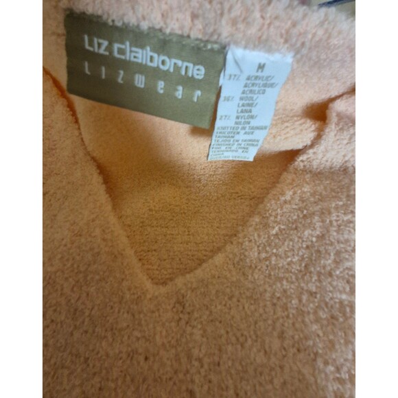 Liz Claiborne VTG 90s Y2K Wool Sweater Oversized V-neck Tunic Peach sz M NEW - Picture 5 of 5